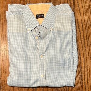 Paul & Shark Light Blue Micro-Check Dress Shirt with Peach Inner Collar & Cuff
